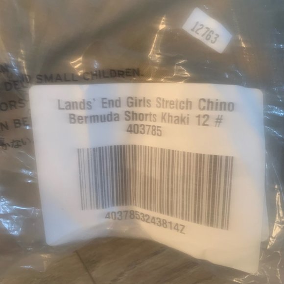 NWT LANDS' END GIRL'S STRETCH CHINO BERMUDA SHORTS KHAKI 12 - Picture 4 of 5